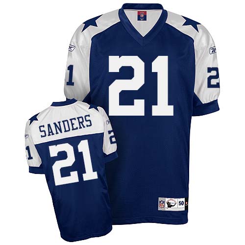 Men's Authentic Deion Sanders Reebok Jersey Navy Blue - #21 Throwback NFL Dallas Cowboys